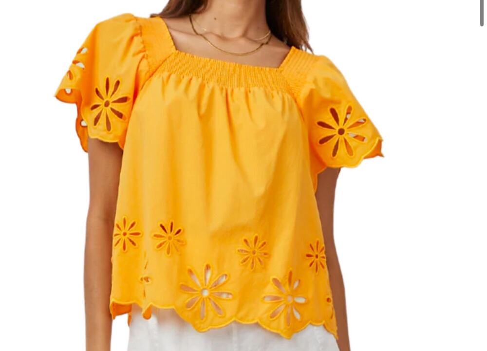 Rails Sonora in Marigold Eyelet Organic Cotton Top Size Medium